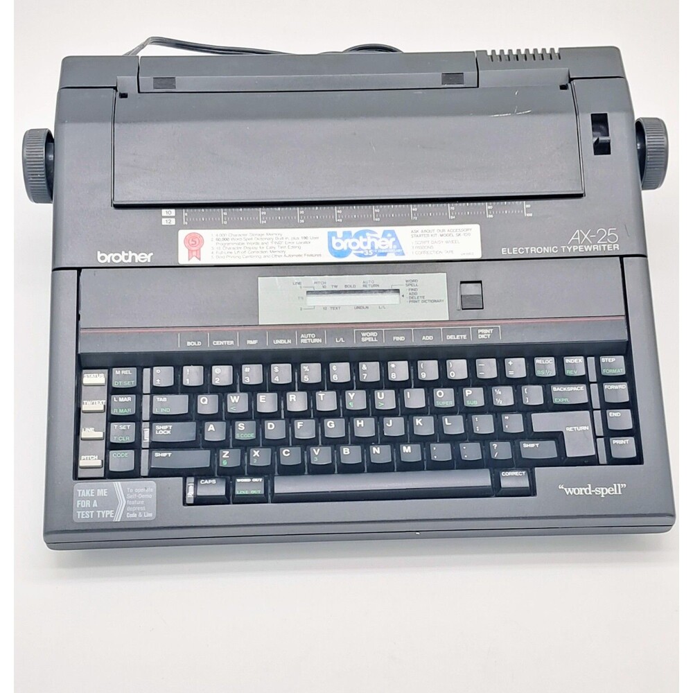 Vintage Brother Electronic Typewriter AX-25 Word-Spell Portable Office Black
